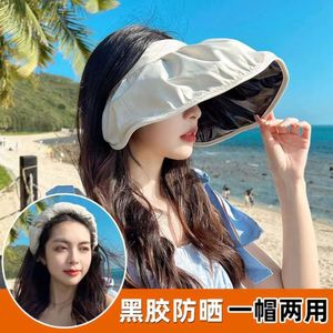 Yaz güneşlik Korece versiyonu güneş koruyucu büyük saçak yüzü net kırmızı kabuk taşınabilir kıvrılmış saç kasnağı güneş kadın şapkası