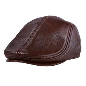 Top kapaklar erkekler gerçek deri beyzbol şapka stili sıcak otantik inek derisi kapağı baba hediye erkek rahat zirve başlık toptan satış