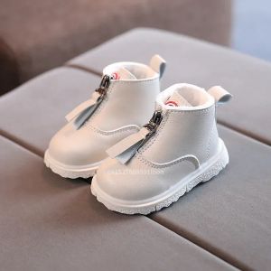 Boots Sapatos de pele infantil meninos outono inverno novo coreano Boots de tornozelo de 02 anos de idade moda moda de algodão quente botas Melhor presente
