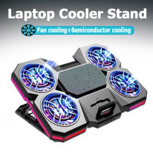 Pads Laptop Cooler Stand 21 -дюймовый полупроводник охлаждения Четырехерный супер -сильный вентилятор светодиодный экран для аксессуаров для ноутбуков