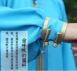 Top Springlautumn Bordado Kung Fu Roupas Marciais Wushu Desempenho Uniformes Tai Chi Taiji Suits Blue/Black