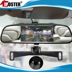 IPOSTER 5 inç TFT LCD Araba Arka Görünüm Ayna Monitör Klipsi Su Geçirmez Gece Görüşü Ters Yedek Kamera Otoparkı 12V Kit