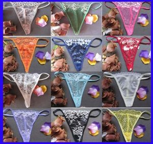 Seksi dantel iç çamaşırı G String thongs külot t sırt iç çamaşırı kadın bayan çok renkli çiçek peen bikini külot ucuz 1902303912154