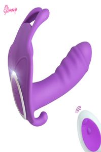 Носимый дилдо вибратор G Spot Clitoris стимулятор бабочек вибрационные трусики эротическая игрушка для взрослых для женщин Мастурбатор Mastursator M1748294
