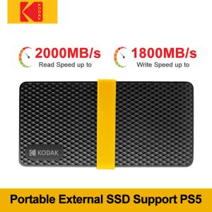 Sürücüler Kodak Taşınabilir SSD 1TB 2TB USB 3.1 TYPEC Harici Sürücü Sabit Disk 512GB PS4 PS5 Dizüstü Bilgisayar Masaüstü MacBook PC için