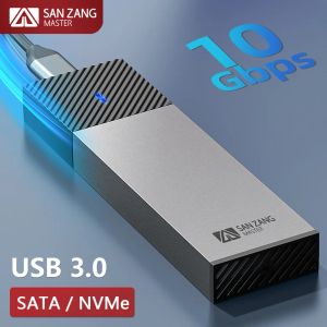 Muhafaza Sanzang M.2 NGFF NVME Muhafaza SSD Harici Sabit Sürücü Kutusu M2 KATILI DIŞ TÜRÜCÜ KURULUCU USB 3.2 Tip C Tip HD PC Bilgisayar için