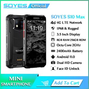 Soyes S10 Maxo Mini Mini Rugged Smartphone Android 11 Octa Core 8 ГБ ОЗУ 258 ГБ ПЗУ водонепроницаемый IP68 Идентификатор отпечатка отпечатка IP68 разблокировать мобильный телефон PTT PTT