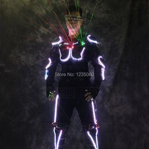 Yeni Varış Led Zırh Aydınlatma Ceketleri Lazer Kostüm Gözlüklü Lazer Eldivenleri Led Kıyafet Giysileri LED Robot Takımları İçin LED Takım