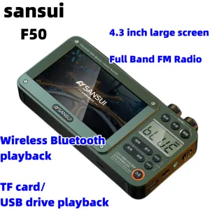 Игроки Sansui F50 Retro Video Radio Caixa de Som Bluetooth Portable Stereo Subwoofer Mini Plug In in Walkm All Band Mp3 Music Player