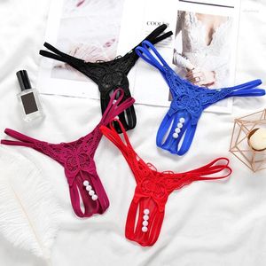 Kadınlar Külot Nakış Çiçeği İçi Bütün Kelebek İnci Seksi Tanga Lingings Lingerie Şeffaf Açık Kasık Dantel T-Back iç çamaşırı