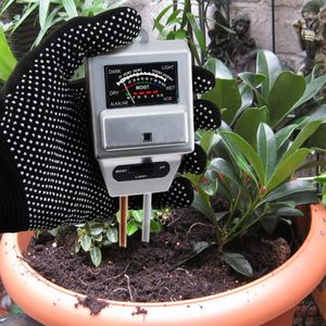 Toprak PH, Nem Işık Metre 3 Yolu Test Cihazı Kiti (Gümüş veya Yeşil) Ücretsiz Eldiven Bahçe Asitliği Sulama Kalitesi İzleme