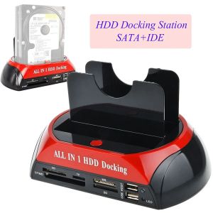 Hubs All in 1 карта считывателя IDE SATA 2.0 HDD Dock Serial Parallel Ports Hard Disk Base XD CF MD TF MS SD USB Reader Card