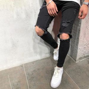 Jeans masculinos Homem de cor de cor pura do jeans Hip Wash Hip Hop calça calças para meninos Hombre de Ropa apertado