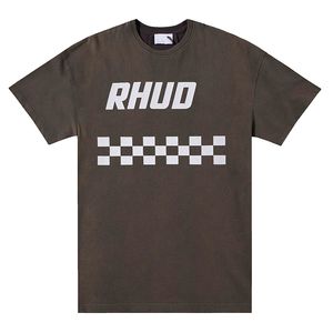 Ağır Made Tshirt ABD Erkekler Yol Racing Tee Kadınlar Yıkanmış Vintage Baskı Kaykay Kısa Kollu Tişört 24SS 0104