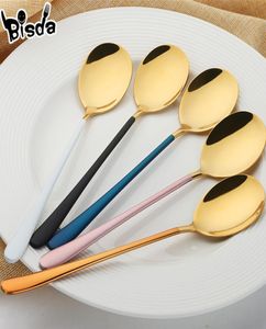 5 renk yemek kaşığı Kore tarzı yüksek kaliteli akşam yemeği kaşıkları işlevsel uzun saplı tatlı kepçe buzu bal mutfak araçları2755041