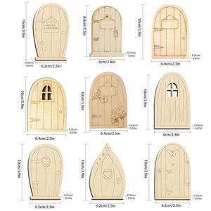 10pcs DIY Boyama Ahşap Minyatür Peri Kapılar Zanaat Seti Peri Bahçe Kapıları ve Dollhouse Pencereleri, Boyasız Ahşap Peri Kapılar