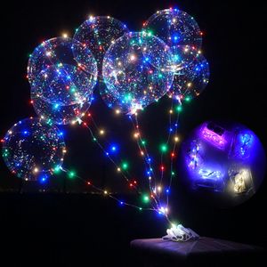 LED Işık Up Bobo Balonlar Partisi Dekoratif Dolablable Şeffaf Balonlar Led Işık Düğün Doğum Dekoru Helyum Küreler