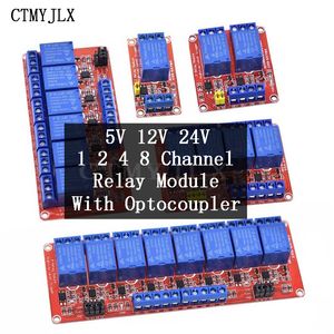 1 2 4 8 Kanal 5V 12V 24V Röle Modül Kartı Kalkanı Optocoupler Destekli Arduino için Yüksek ve Düşük Seviye Tetikleyici