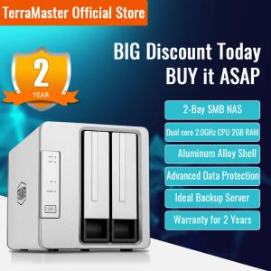 Хранение Terramaster F2221 NAS 2Bay Cloud Storage Intel Dual Core 2,0GHZ Plex Media Server Storage (без диска)