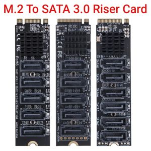 Карточная карта карты M.2 Ключ JMB585 для NVME Converter M.2 в SATA 3.0 M.2 Mkey PCIe Card Card 5/6 Port SATA III 6G SSD Адаптер