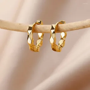 Çember Küpe Paslanmaz Çelik Düzensiz Twist Kadınlar için Altın Renk Yuvarlak Moda Takı Düğün Hediyeleri