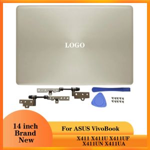 Случаи Новый ноутбук Case Gold ЖК -дисплей задняя крышка/петли для Asus vivobook x411 x411u x411uf x411un x411ua nontouch notouch notouch comportbook cea