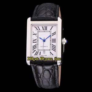 8 Стиль 31 мм соло W5200027 Дата белый циферблат автоматический мужской мужчина часы серебряный чехол Черный кожаный ремешок высококачественный дешевый новый гент -запястье2605