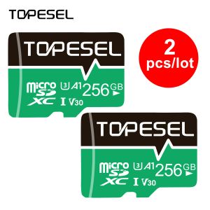 Cards Topesel 256GB SD Карты памяти 2 упаковки Micro SD -карты A1 V30 U3 Class 10 Micro SDXC TF Card для камеры/Drone/Dash Cam/GoPro