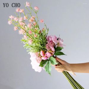 Свадебные цветы yo cho dropship bouquet искусственные шелковые растения свадебные оптом белые розовые цветочные аксессуары