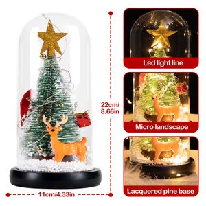 Рождественская елка стеклянная обложка со светодиодными струнными светильниками поздравительная открытка для домашнего офиса настольный декор рождественский подарок для семьи