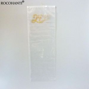 50pcs Özel Logo Baskılı Şeffaf Şeffaf Açık Uzun Plastik Fermuar Torbası Peruklar Paket Saç Uzantıları Depolama Hediye Ambalaj Çantaları