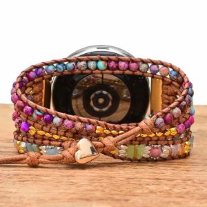 22mm 20mm Samsung için İzle Kayış 4 3 Strap Boho Doğal Taş Bilezik Amazfit BIP GTS 2 2E 2Mini Band GT2PRO GTR2E GT2 3