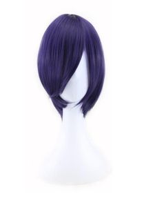 Woodfestival Cosplay Wig Tokyo Ghoul Kirishima Dong Siang Мужчины Короткие прямые парики темно -фиолетовое аниме -парик Синтетические волосы 3430916