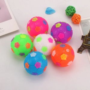 6.5cm çocuk Led Futbol Bouncy Ball PU Hink Flash Masaj Top Futbol Topu Temiz Dişler Köpek İnteraktif Oyuncaklar