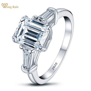 Кольца полосы Wong Rain Classic 925 Sterling Silver 3ex Vvs1 Jade Cut 2ct 2ct Real Molybdenum Stone Tested Diamond Ring Jewelry J240410
