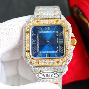 El yapımı elmas saat erkek otomatik mekanik hareket tasarımcısı saat 40mm safir kadın kol saati montre de lüks