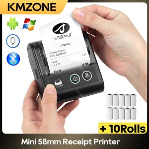 Yazıcılar Cep 58mm Termal Yazıcı Mini Bluetooth Makbuz Yazıcısı Kablosuz Mobil Bill Bilet Makinesi Küçük İşletme Impresora