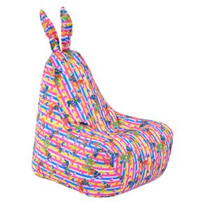 Slipcover de capa de cadeira de saco de feijão de formato de coelho sem enchimento, conforto, organizador de brinquedos de pelúcia de pelúcia de pelúcia para crianças