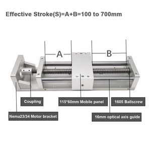 100 ~ 700mm Strok CNC Doğrusal Modül SFU 1605 Top Vidalı Kılavuz Rail XYZ Eksen Slayt Tablosu Gravür Makinesi Yönlendirici
