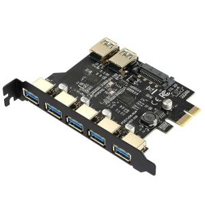 Cartas Novo 5/7 Port USB 3.0 PCI Express Expansion Card Adaptador PCIE x1 para USB3.2 Gen1 5 GB 19pin Cabeçalho SATA/4pin Power NEC D720201 CHIP