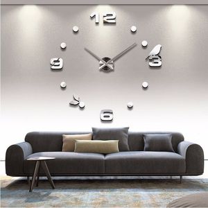 2023 Фабричные настенные часы современные DIY Black Cat Bird Bird Wall Clocks Home Decor Deform Plaving Pretion Watch Clock