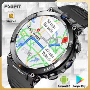 Смотреть двойную камеру 4G сетевая карта Smart Watch 1.39Inch GPS WiFi NFC Rugged 64GROM Google Play IP67 Android Men Women Smart Wwatch