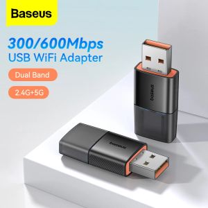 Kartlar Baseus WiFi Adaptörü 2.4G5G USB Kablosuz LAN Ağ Kartı WiFi Alıcı Ethernet Anten Dongle Masaüstü Dizüstü Bilgisayar Windows Linux
