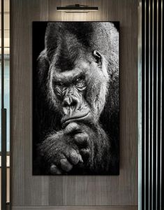 Черная горилла холст рисовать плакаты с обезьянами животных и принты винтажные настенные картинки для гостиной спальни современный дом декорация7696167