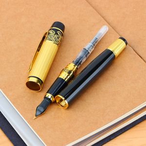 1pcs Yeni Standart Tip Çeşme Pen Meduim Nib Metal Altın Renk İşaret Kalemleri ve Zarif Lüks Roller Topu Ücretsiz Kargo