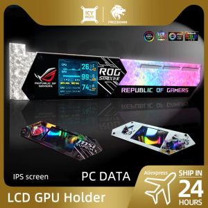 Башни ЖК -дисплей с помощью GPU кронштейны RGB VGA поддержка 2,2 -дюймовая обнаружение температуры дисплея ROG Рог -карты подставки для видеокарты держатель видеокарты Aura Sync Mod