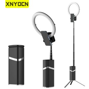 Işıklar Xnyocn 10 inç Mini Taşınabilir Alaşım Ücretsiz Kurulum LED Halkası Dolgu Light Tripod Masaüstü Ayarlanabilir Uzaktan Kumanda Lambası Canlı