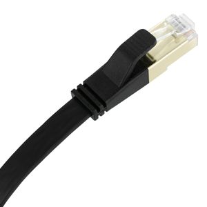 Lballist Altın Kaplama Düz Cat8 Ethernet RJ45 Kablosu Modem Yönlendirici LAN Ağı 50cm 1m 1.8m için çok korumalı