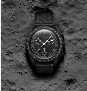 Многоцветная биокерамическая планета Луна Мужские часы Полностью функциональный кварцевый хронограф Mercury Mission 42 мм нейлоновые роскошные часы Limited Edition Master Watch