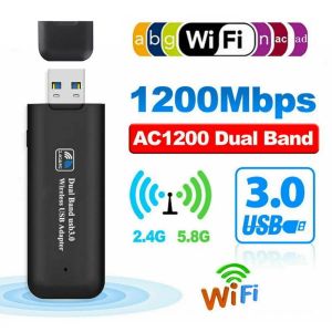 Modems USB Adapter 1200 Мбит / с двойной полосы 2.4G 5,8G USB 3.0 Wi -Fi 802.11 Адаптер беспроводной сети AC для настольного ноутбука